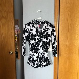 black & white floral blouse